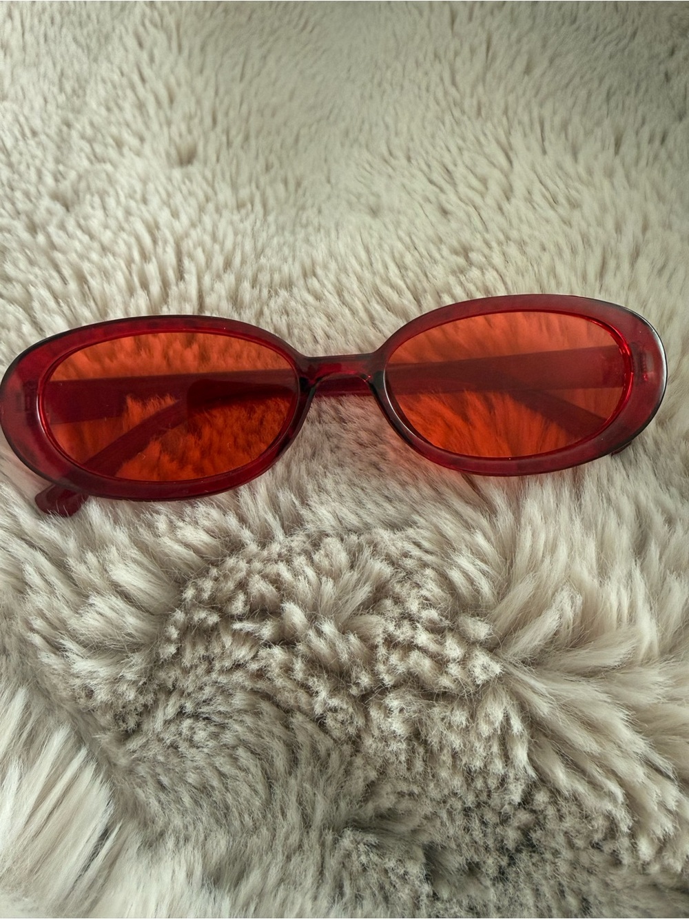 NEW Red Oval Sunglasses Y2K Retro Tinted Lens Festival Style